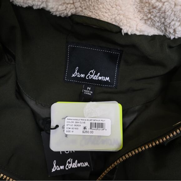 Sam Edelman Womens M Faux Fur Trim & Faux Shearling Lined Hooded Coat NEW - Picture 9 of 10